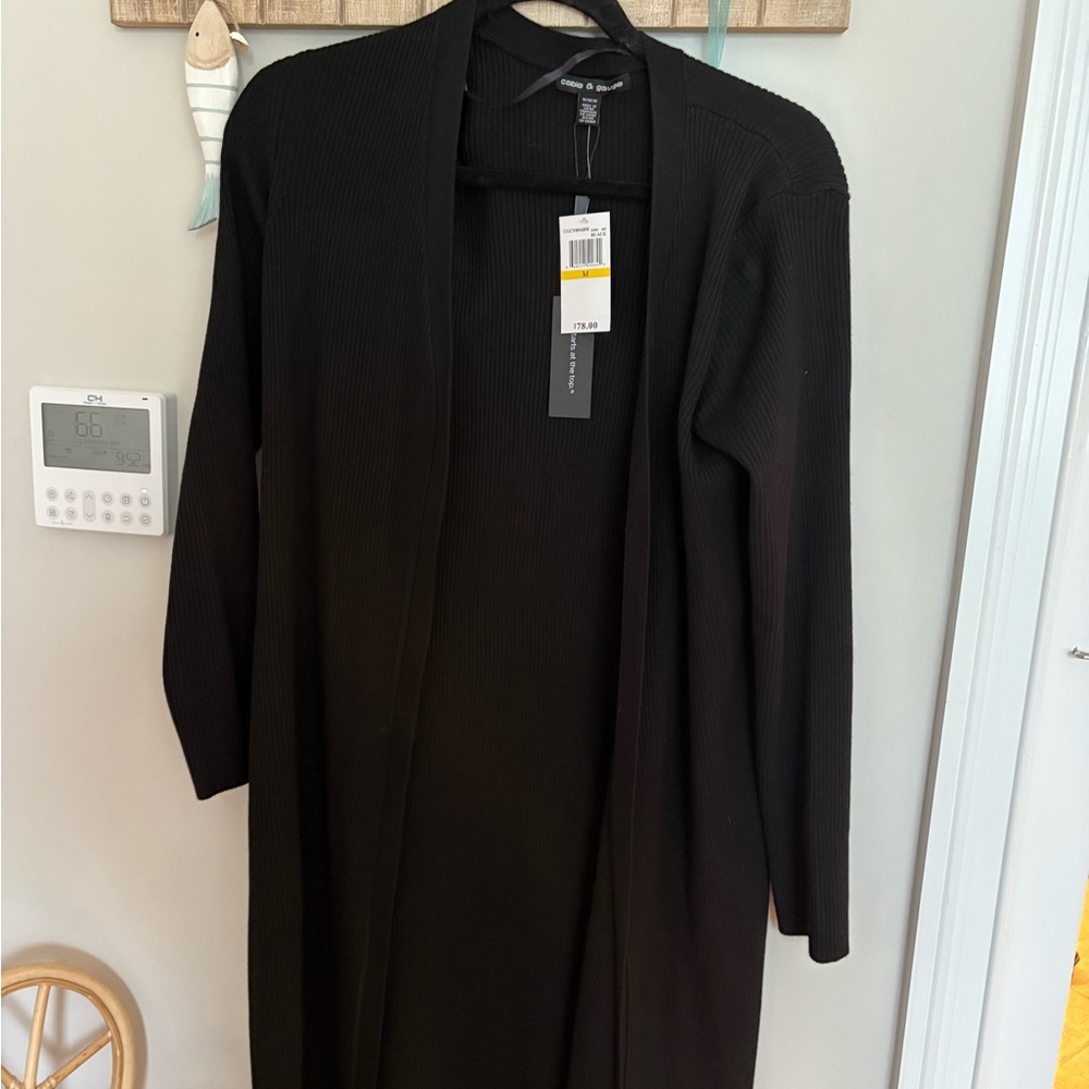Black Long Open Cardigan